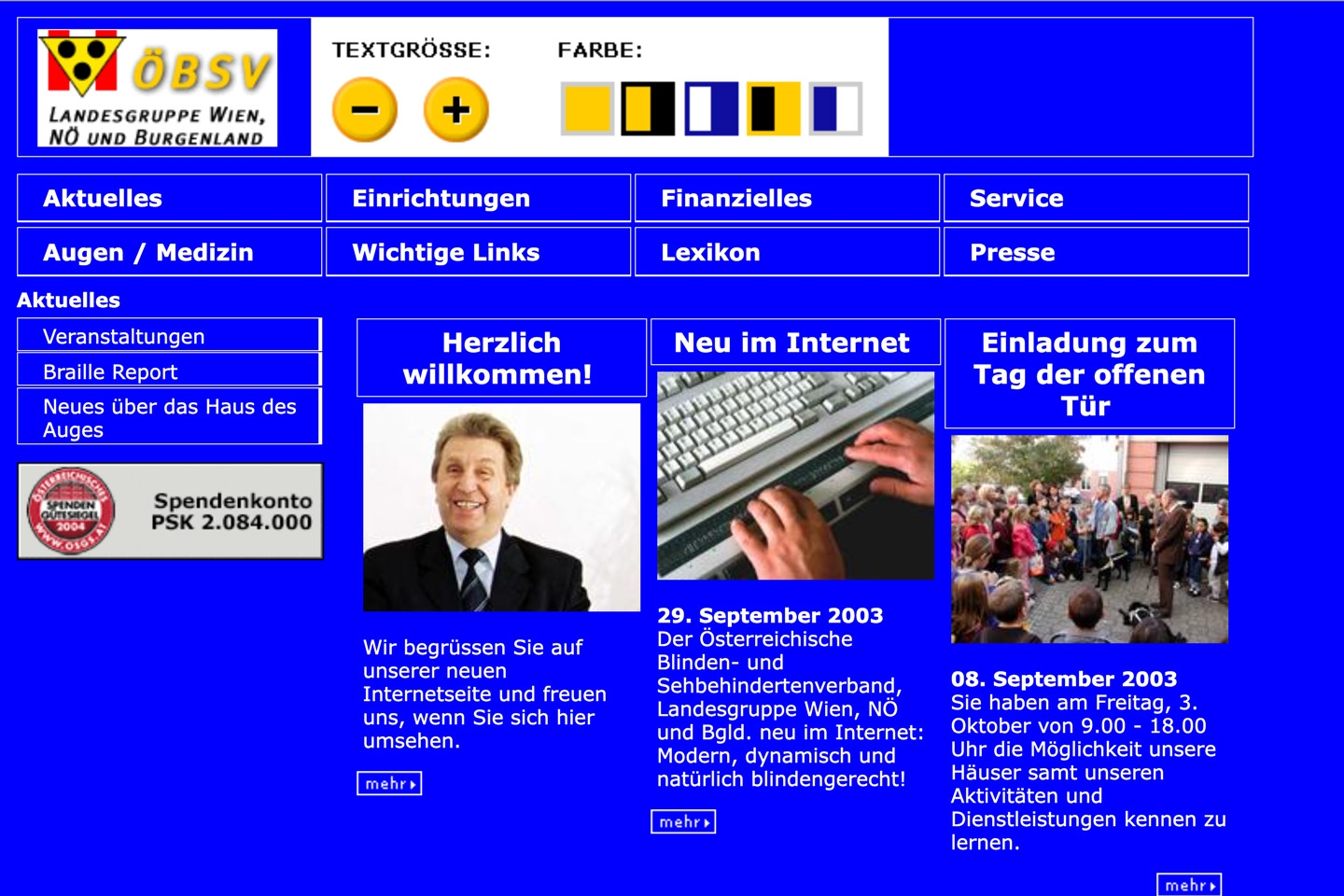ÖBSV Wien/NÖ/Bgld | braille.at | 2003 (Screen Only 06) © echonet communication ÖBSV Wien/NÖ/Bgld | braille.at | 2003 (Screen Only 06) © echonet communication